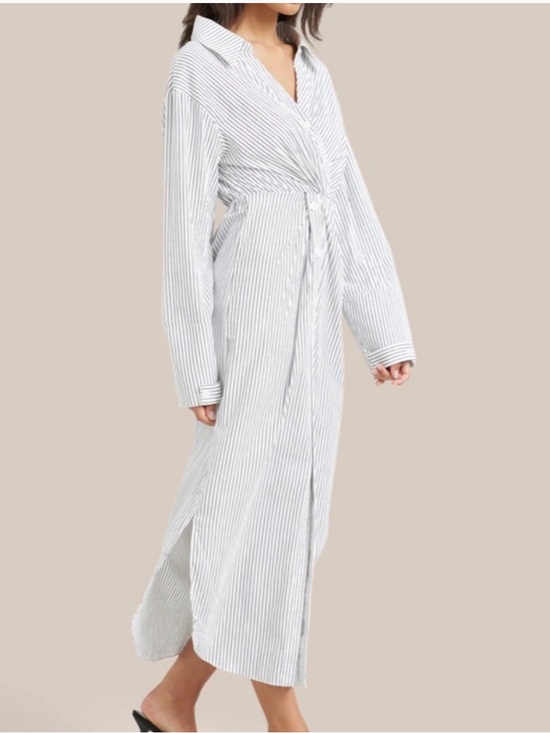 Modern Citizen Dresses & Skirts - Modern Citizen 100% Cotton Long Sleeve Midi Shirt Dress Small White Black Stripe